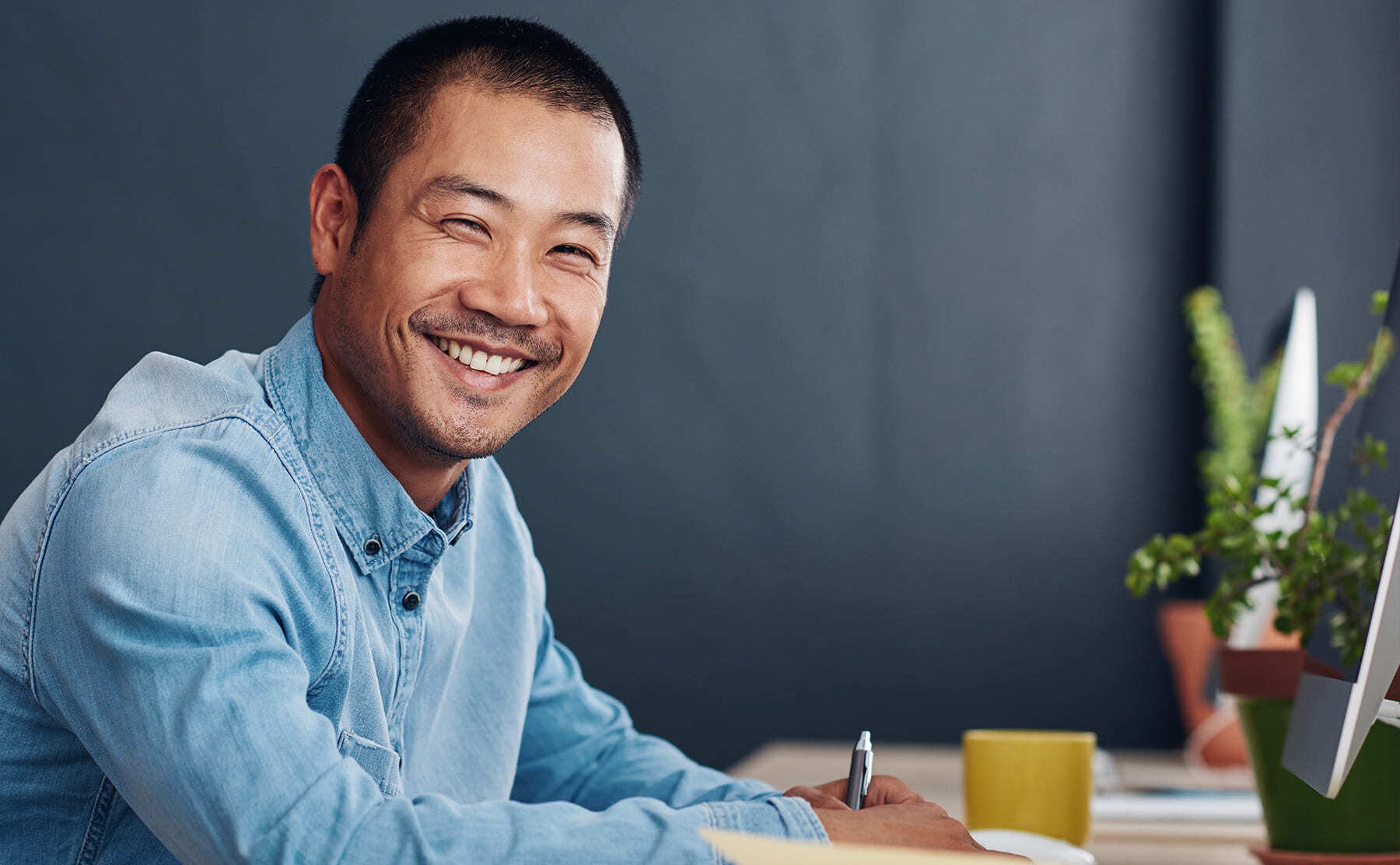 Male employee at desk