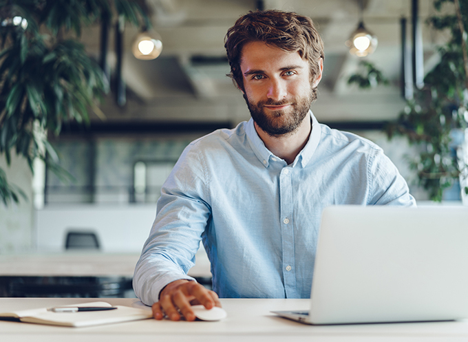 Man working on laptop