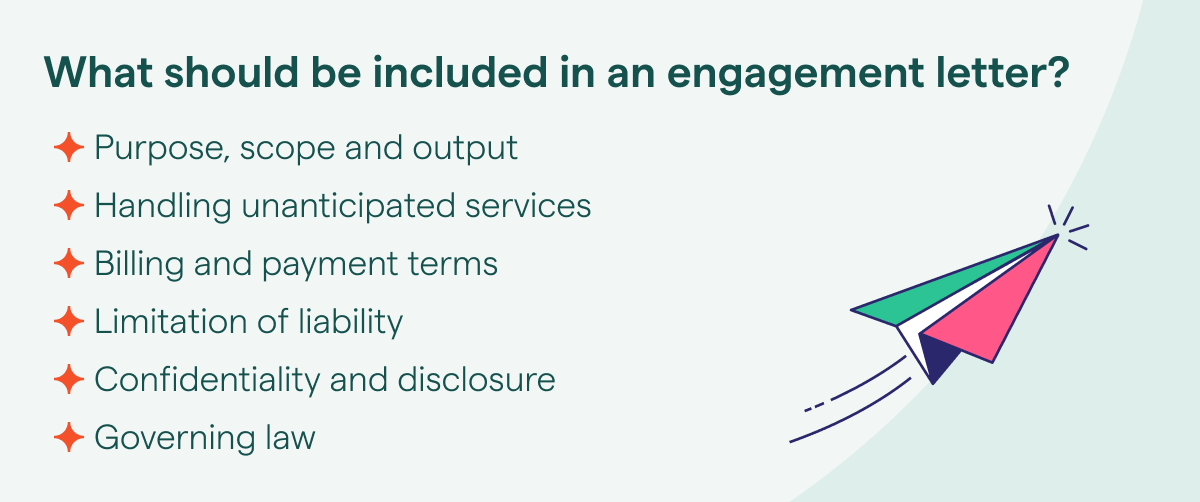 What should be included in an engagement letter