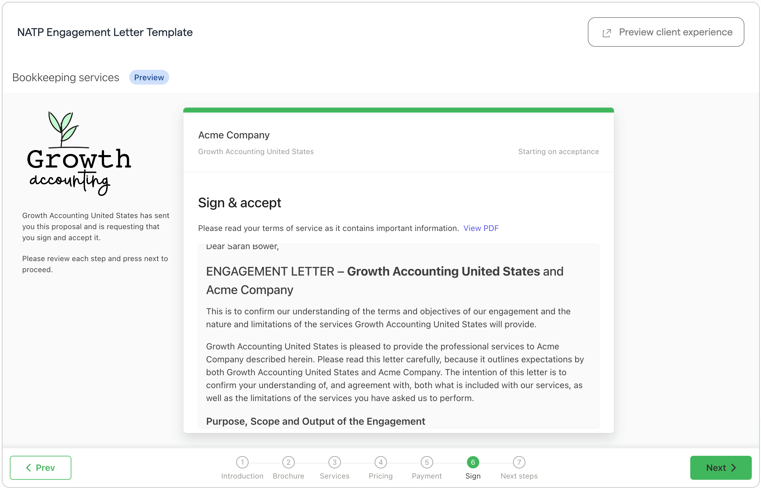 Sample NATP engagement letter